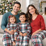 Christmas Plaid Family Matching Soft Bamboo Pajamas | Classic holiday charm meets cloud-soft comfort in these Christmas plaid family pajamas. Made from a breathable, hypoallergenic bamboo-spandex blend, they’re perfect for cozy nights and festive mornings