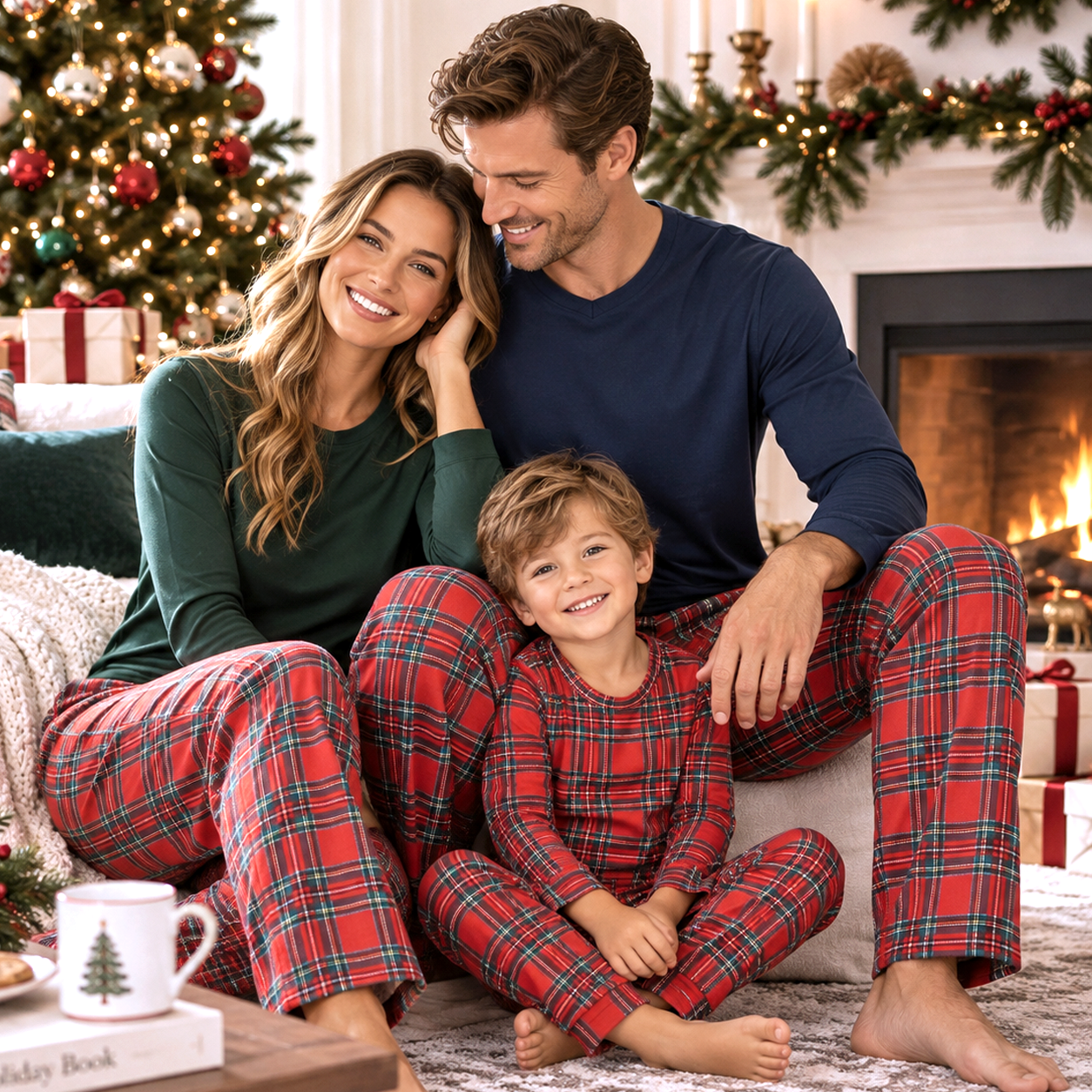 Christmas Tartan Plaid Family Matching Bamboo Pajamas | Classic holiday charm meets cloud-soft comfort in these Christmas tartan plaid family pajamas. Crafted from a breathable, hypoallergenic bamboo-spandex blend that's gentle on sensitive skin, these co