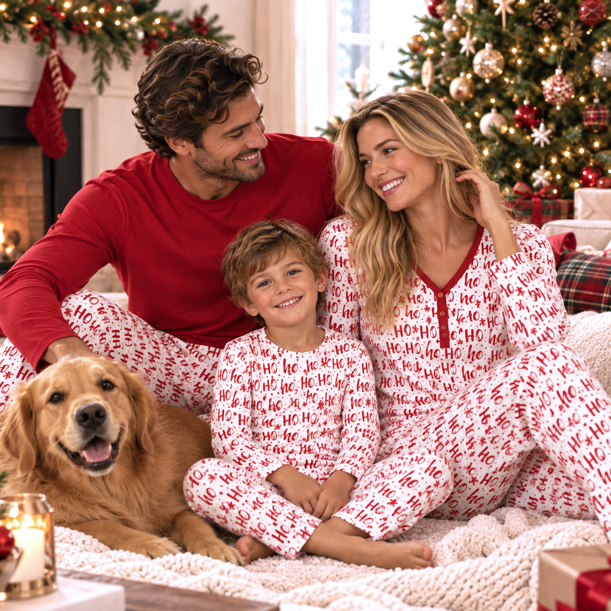 Christmas Ho-Ho-Ho Family Matching Ultra-Soft Bamboo Pajamas | Get the whole family photo-ready in these ultra-soft bamboo Christmas matching pajamas. Featuring a playful Ho-Ho-Ho print, each style is crafted from a breathable, hypoallergenic bamboo-spand