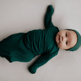 Forest Green Knotted Newborn Baby Gown