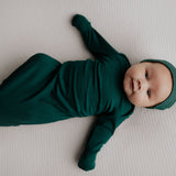Forest Green Knotted Newborn Baby Gown