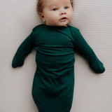 Forest Green Knotted Newborn Baby Gown