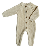 Classic Chunky Knit Jumpsuit French Cream flat