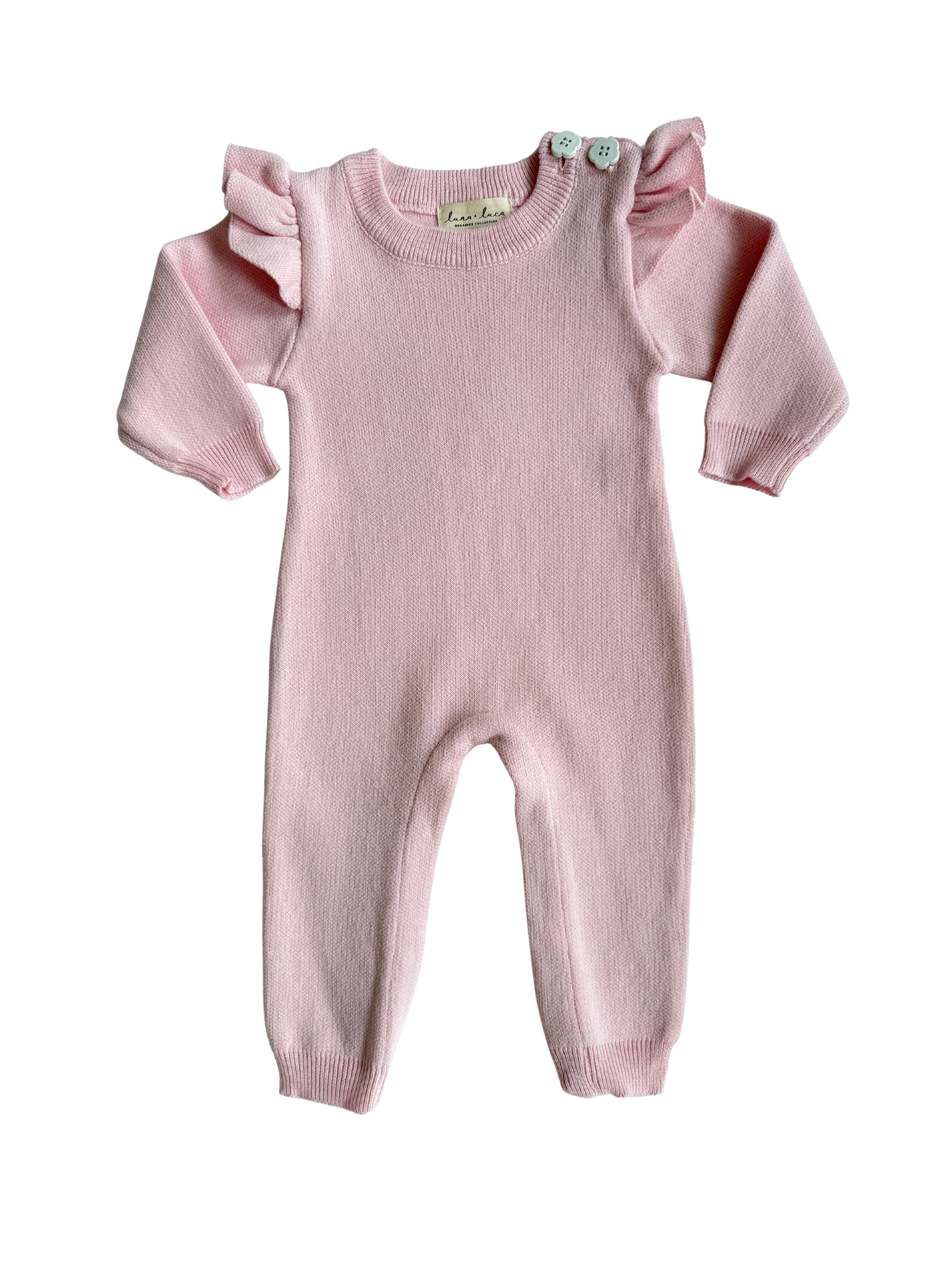 Classic Ruffle Jumpsuit Powder Pink flat
