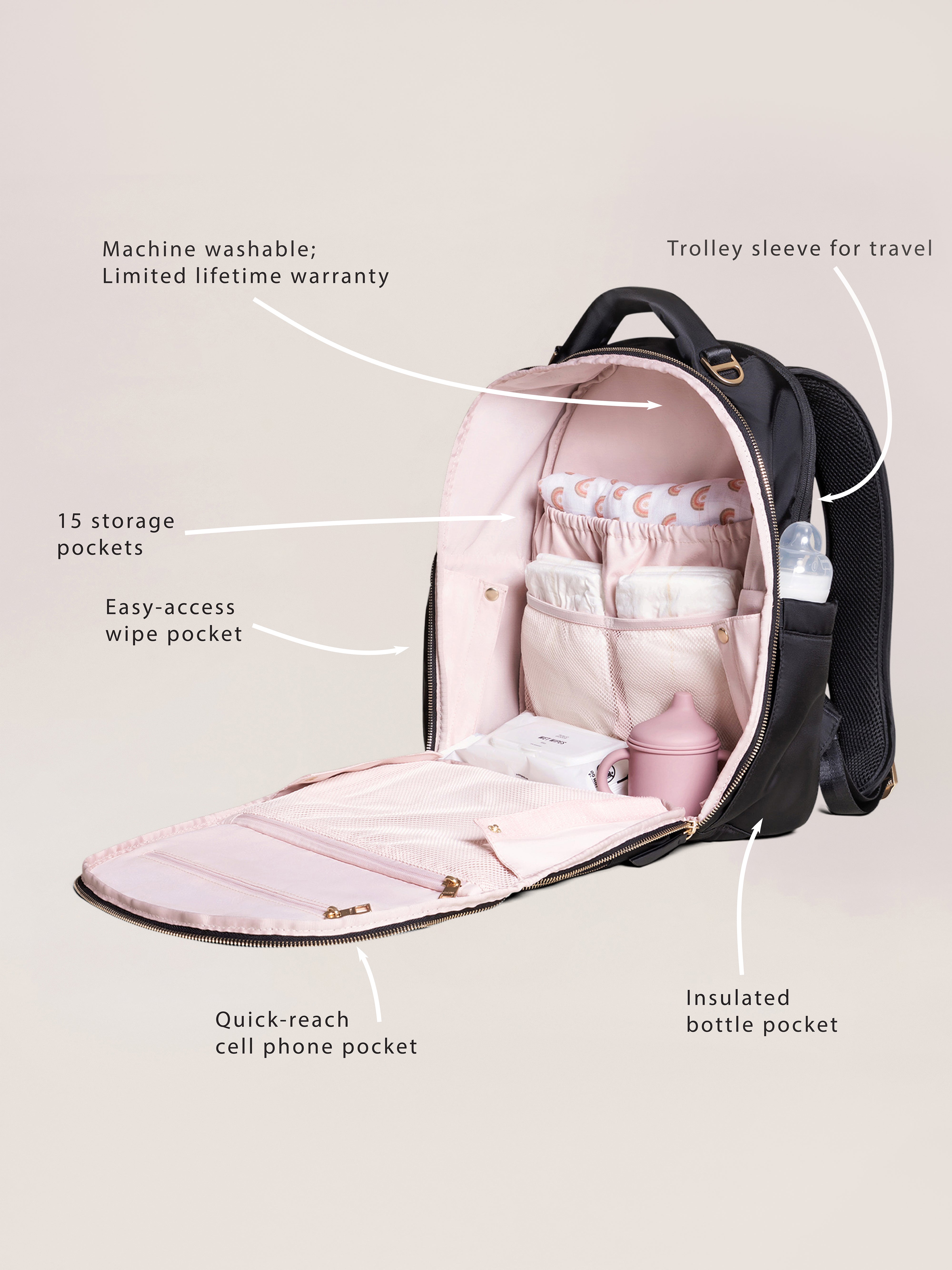 Classic Diaper Backpack - Black | Milk & Baby
