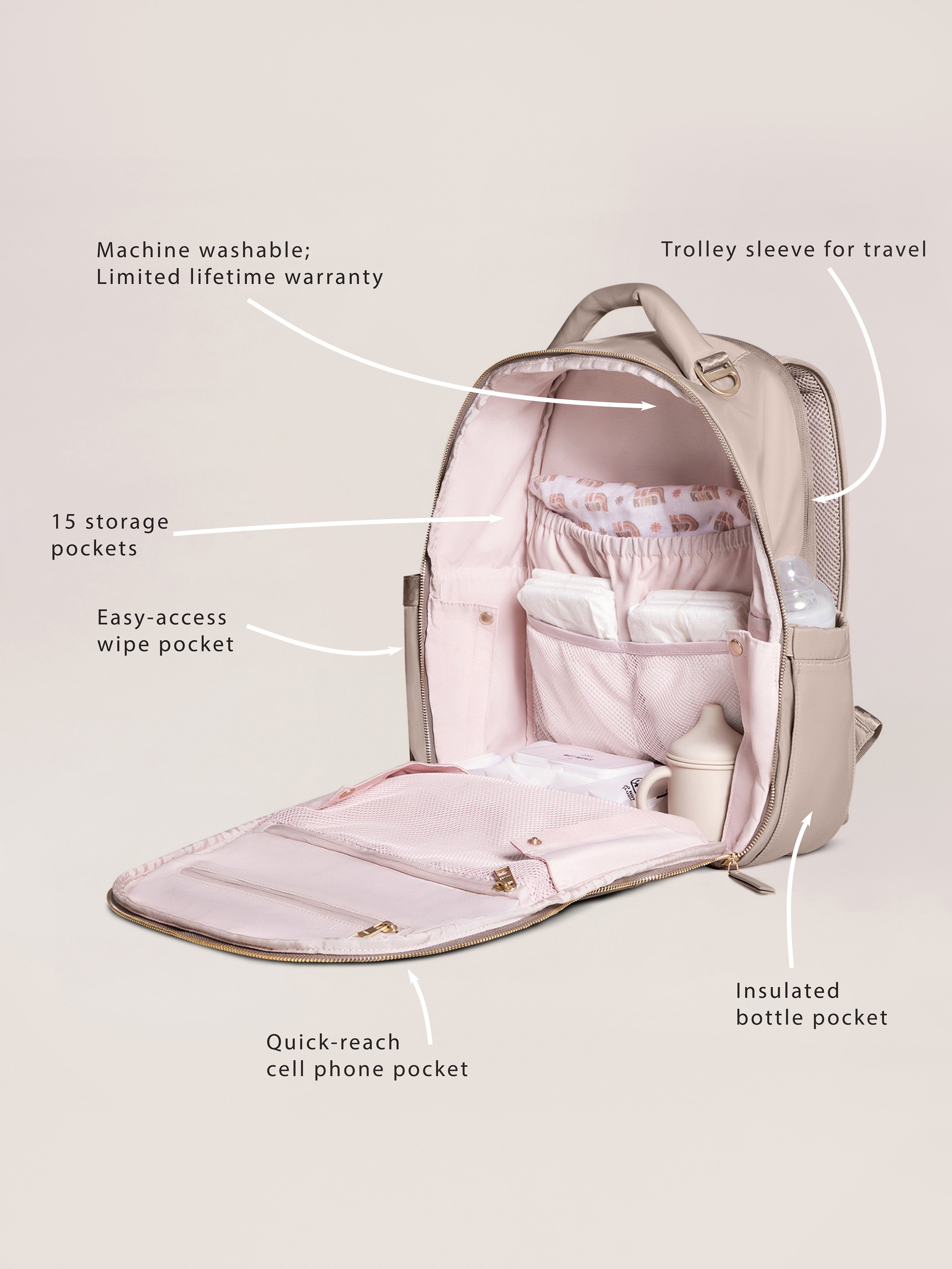 Witney Carson Classic Diaper Backpack | Cloud | Milk & Baby