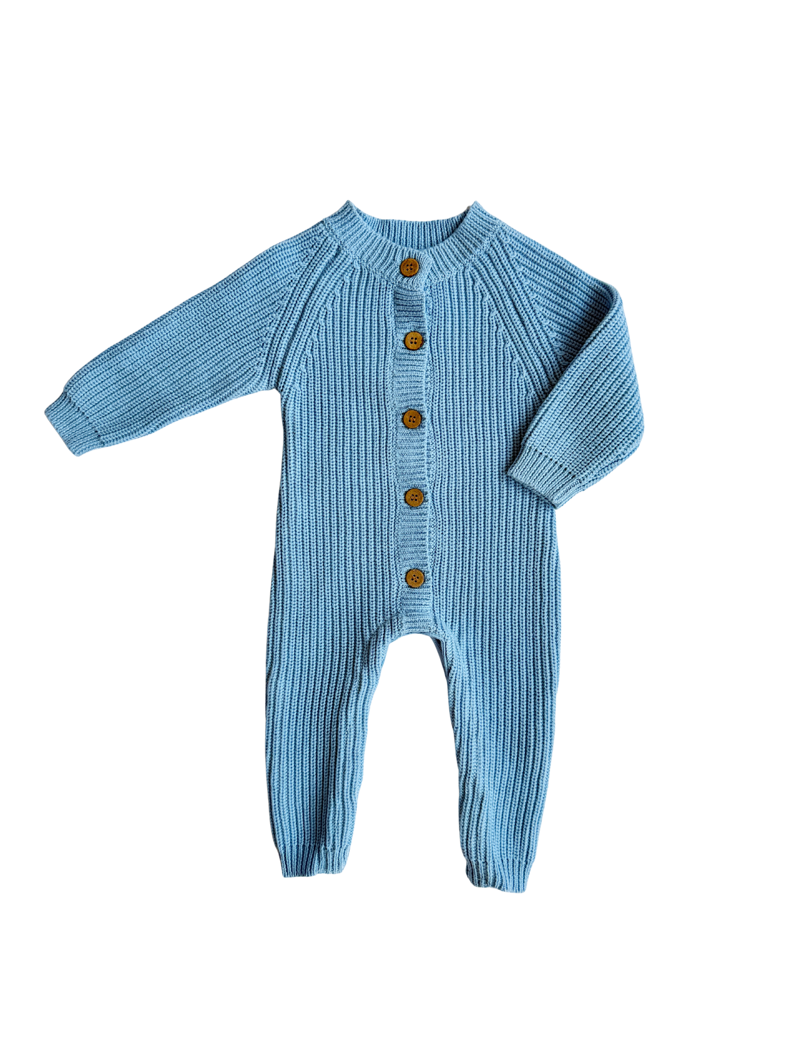 Classic Chunky Knit Jumpsuit Powder Blue flat