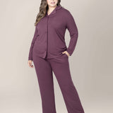 Clea Bamboo Long Sleeve Pajama Set | Burgundy Plum | Milk & Baby