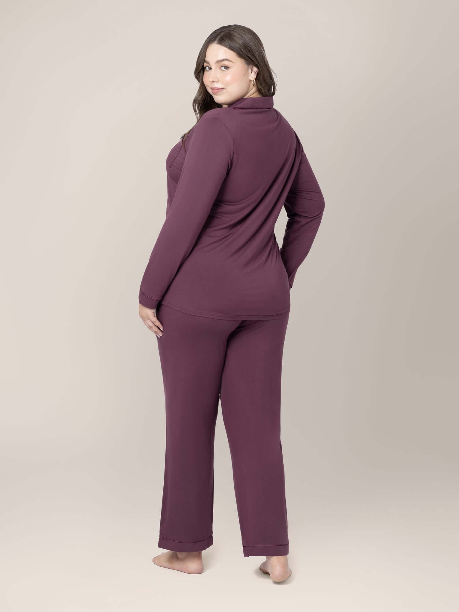 Clea Bamboo Long Sleeve Pajama Set | Burgundy Plum | Milk & Baby