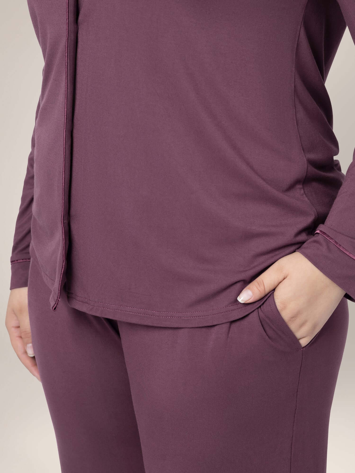 Clea Bamboo Long Sleeve Pajama Set | Burgundy Plum | Milk & Baby