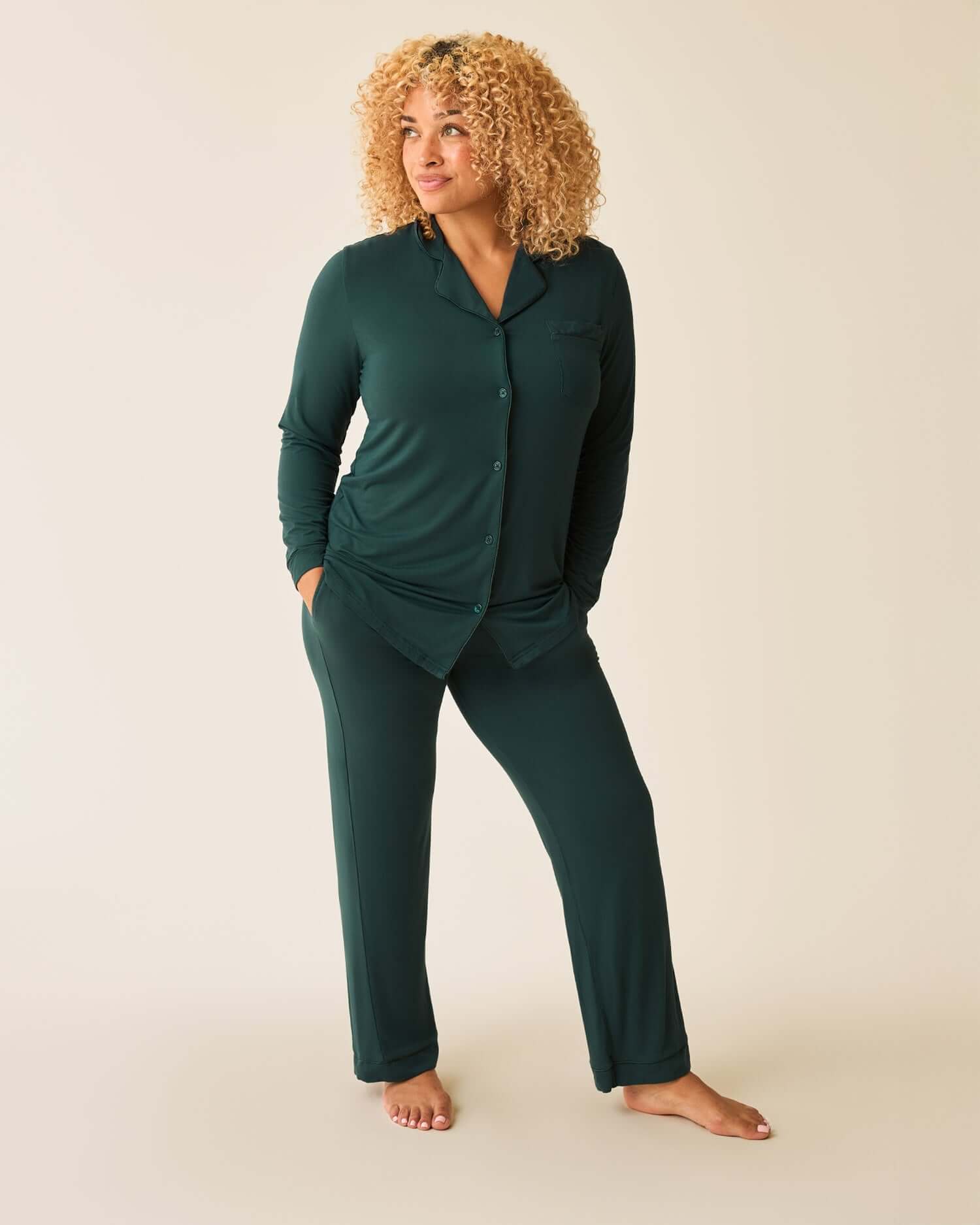 Clea Bamboo Long Sleeve Pajama Set | Evergreen | Milk & Baby