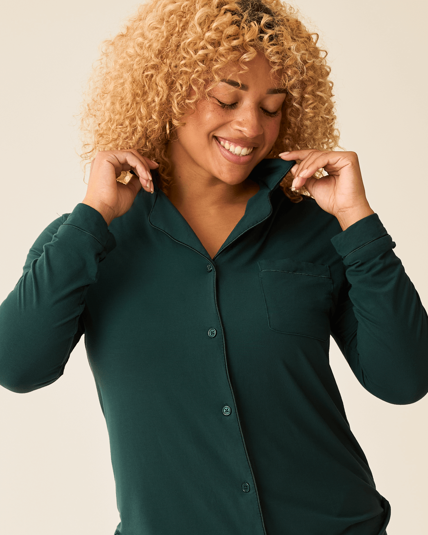 Clea Bamboo Long Sleeve Pajama Set | Evergreen | Milk & Baby