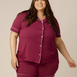 Clea Bamboo Short Sleeve Pajama Set | Deep Berry