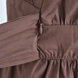 Cotton Poplin Tie Front Midi Dress | Chocolate Brown