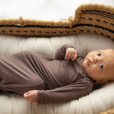 Cocoa Ribbed Knotted Newborn Baby Gown