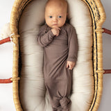 Cocoa Ribbed Knotted Newborn Baby Gown