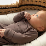 Cocoa Ribbed Knotted Newborn Baby Gown