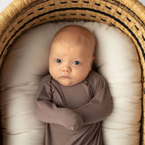 Cocoa Ribbed Knotted Newborn Baby Gown