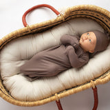 Cocoa Ribbed Knotted Newborn Baby Gown