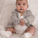 Luna + Luca Pointelle Cardigan - Heather Gray | Milk & Baby