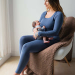 Jane Nursing Pajama Set | Slate Blue | Milk & Baby