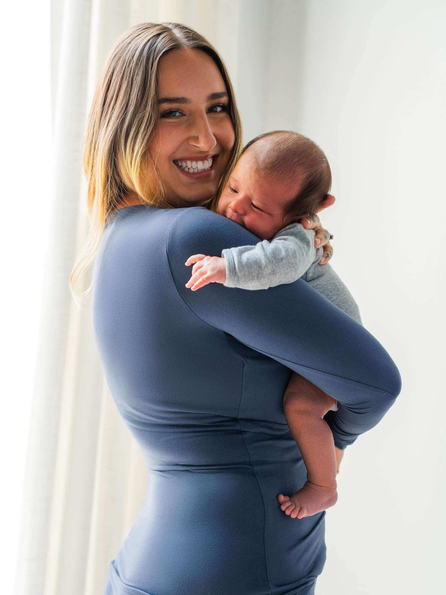 Jane Nursing Pajama Set | Slate Blue | Milk & Baby