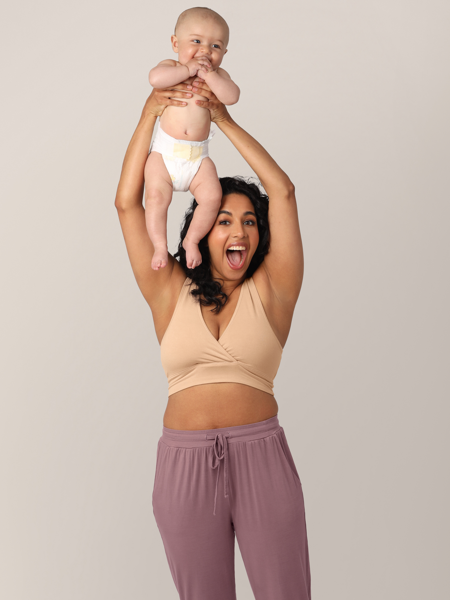 French Terry Racerback Nursing & Sleep Bra | Beige | Milk & Baby