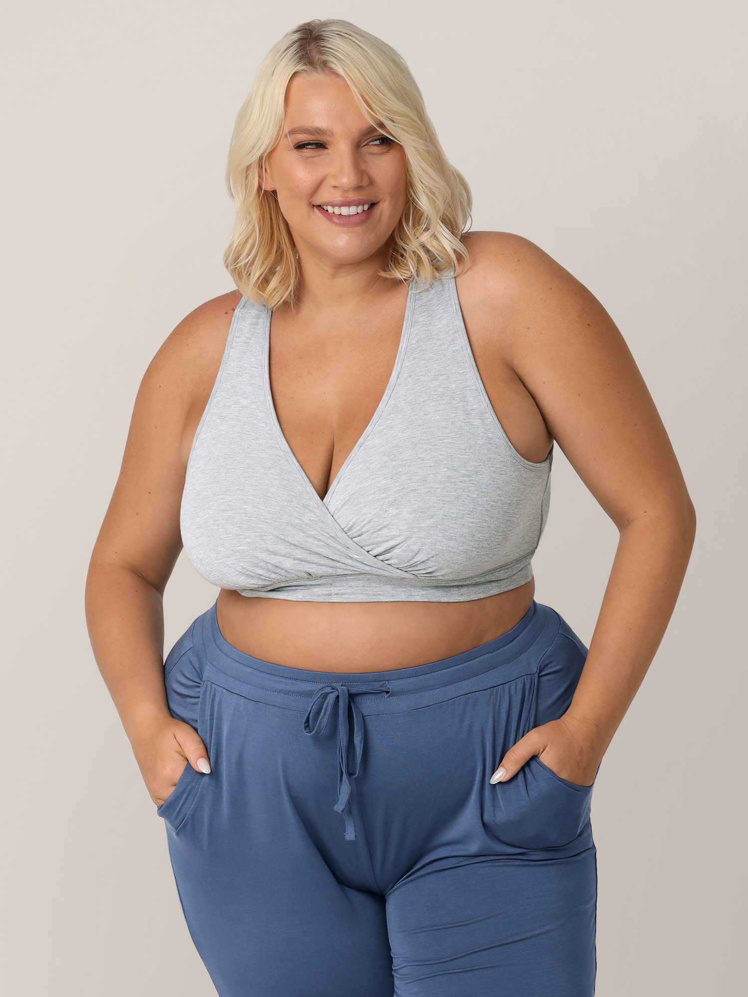 French Terry Racerback Nursing & Sleep Bra | Grey Heather | Milk & Baby