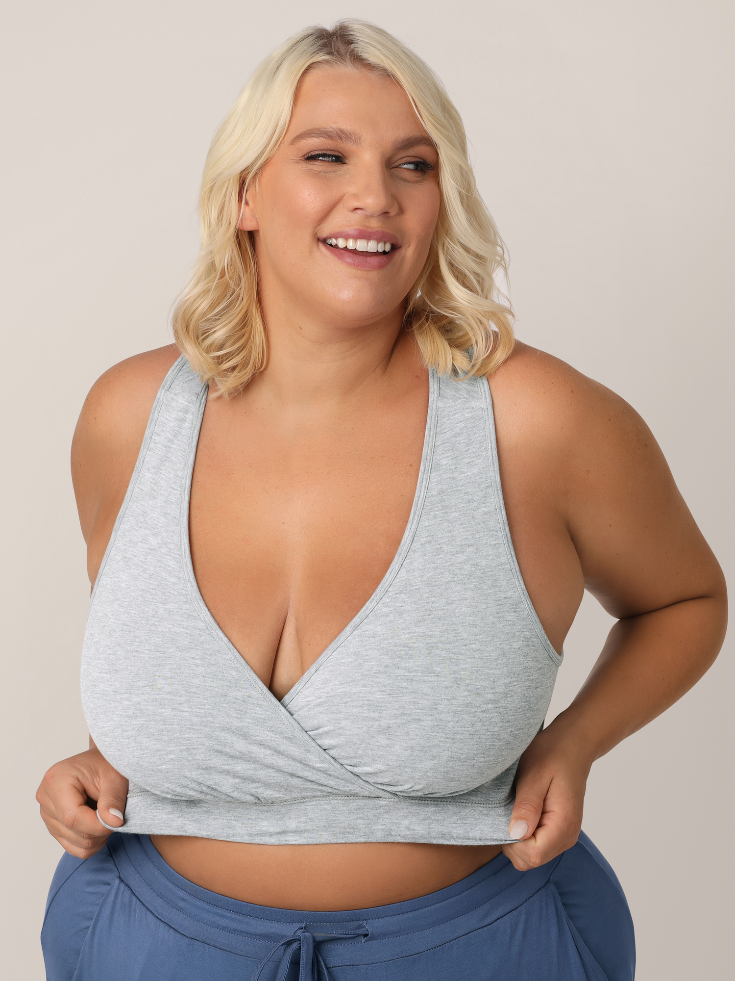 French Terry Racerback Nursing & Sleep Bra | Grey Heather | Milk & Baby