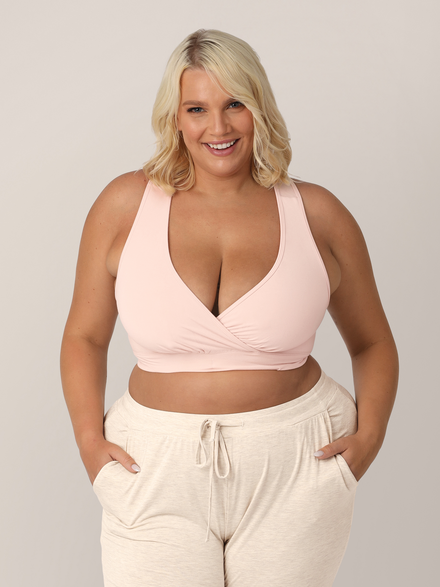 French Terry Racerback Nursing & Sleep Bra | Soft Pink | Milk & Baby