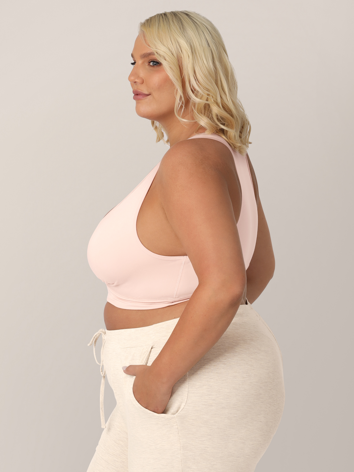 French Terry Racerback Nursing & Sleep Bra | Soft Pink | Milk & Baby
