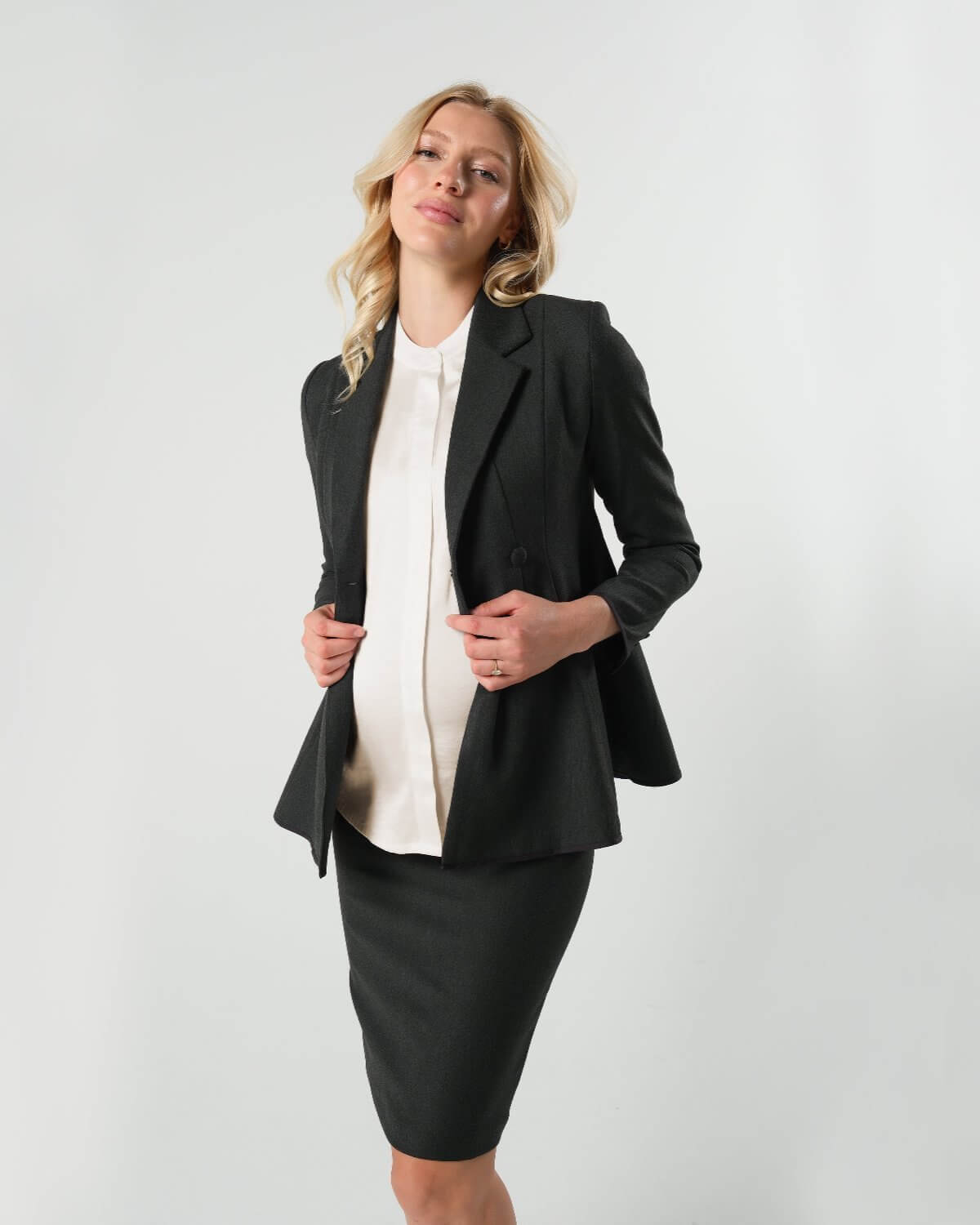 Short Sleeve Satin Maternity Shell Top with Concealed Nursing Zip | Milk & Baby