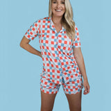 USA Checkers Women's Dream Short Set | Milk & Baby
