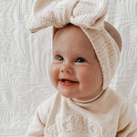 Luna + Luca Pointelle Bow Headband Cream