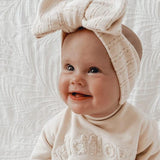 Luna + Luca Pointelle Bow Headband Cream
