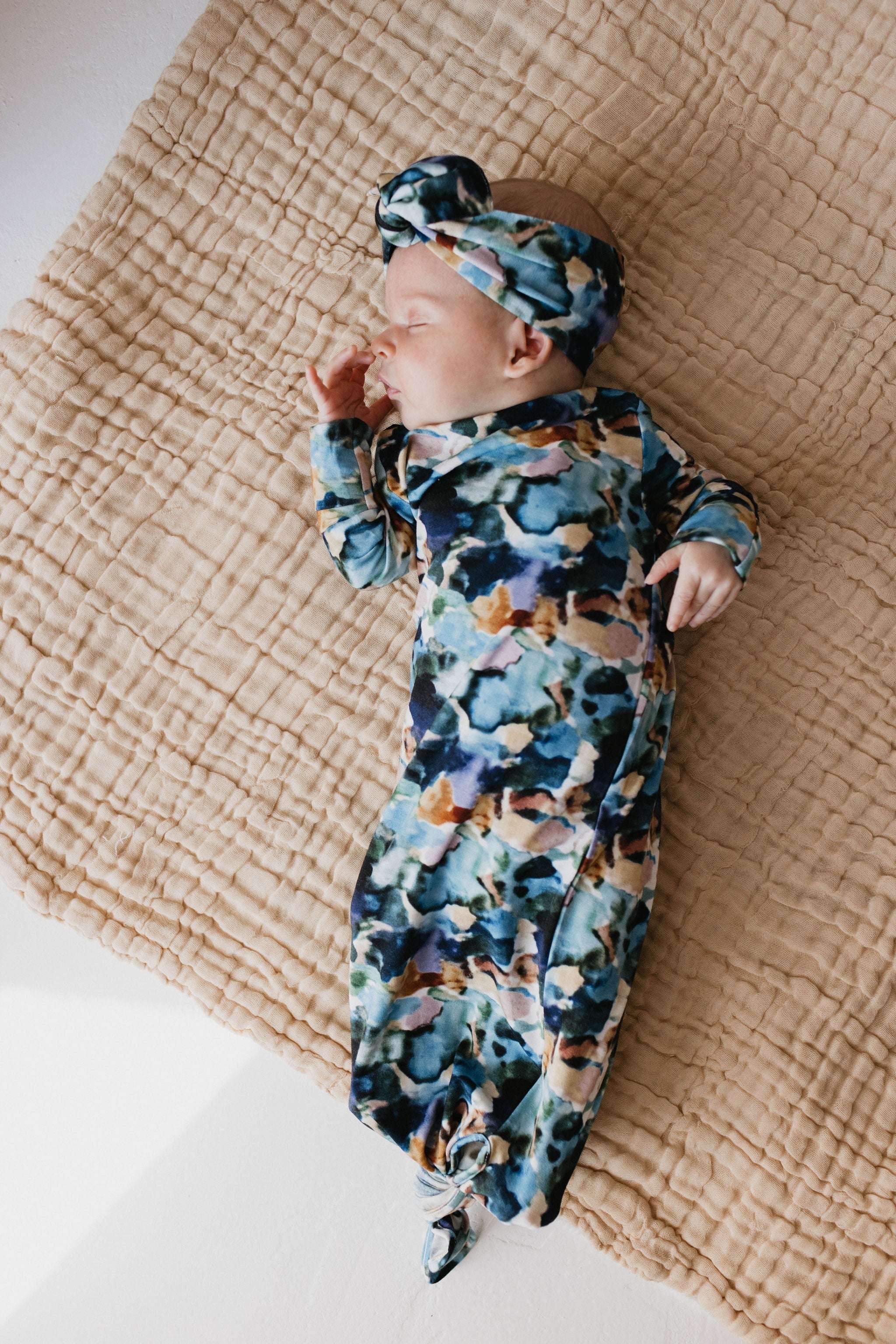 Charli Print | Bamboo Knotted Gown | Milk & Baby