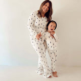 White & Black Lightning Bolt | Women's Long Sleeve Bamboo Pajama | Milk & Baby