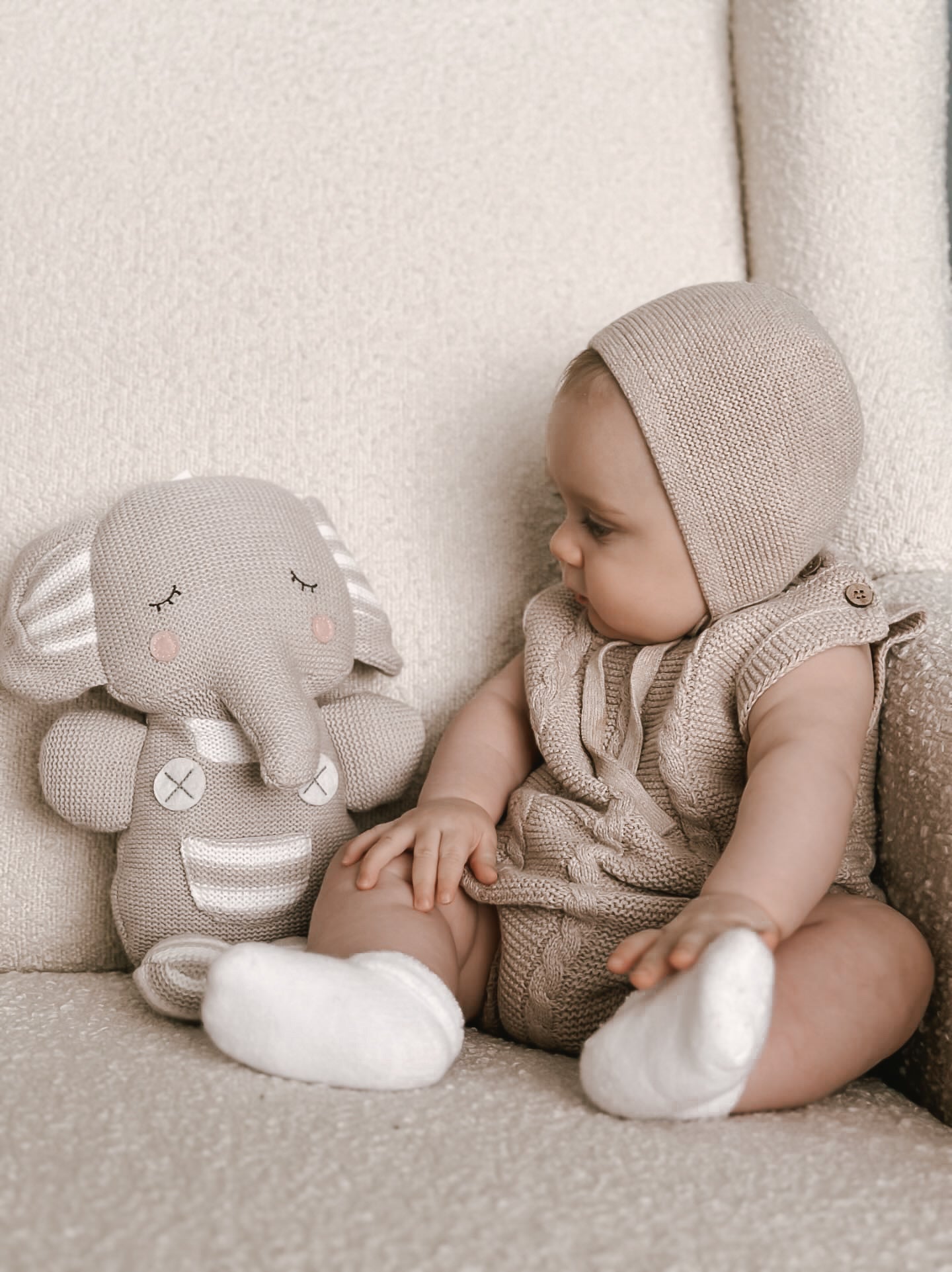 Luna + Luca Cable Knit Summer Romper - Heather Beige | Milk & Baby