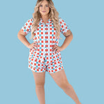 USA Checkers Women's Dream Short Set | Milk & Baby