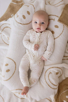Just Smile | Bamboo Zip Pajamas | Milk & Baby