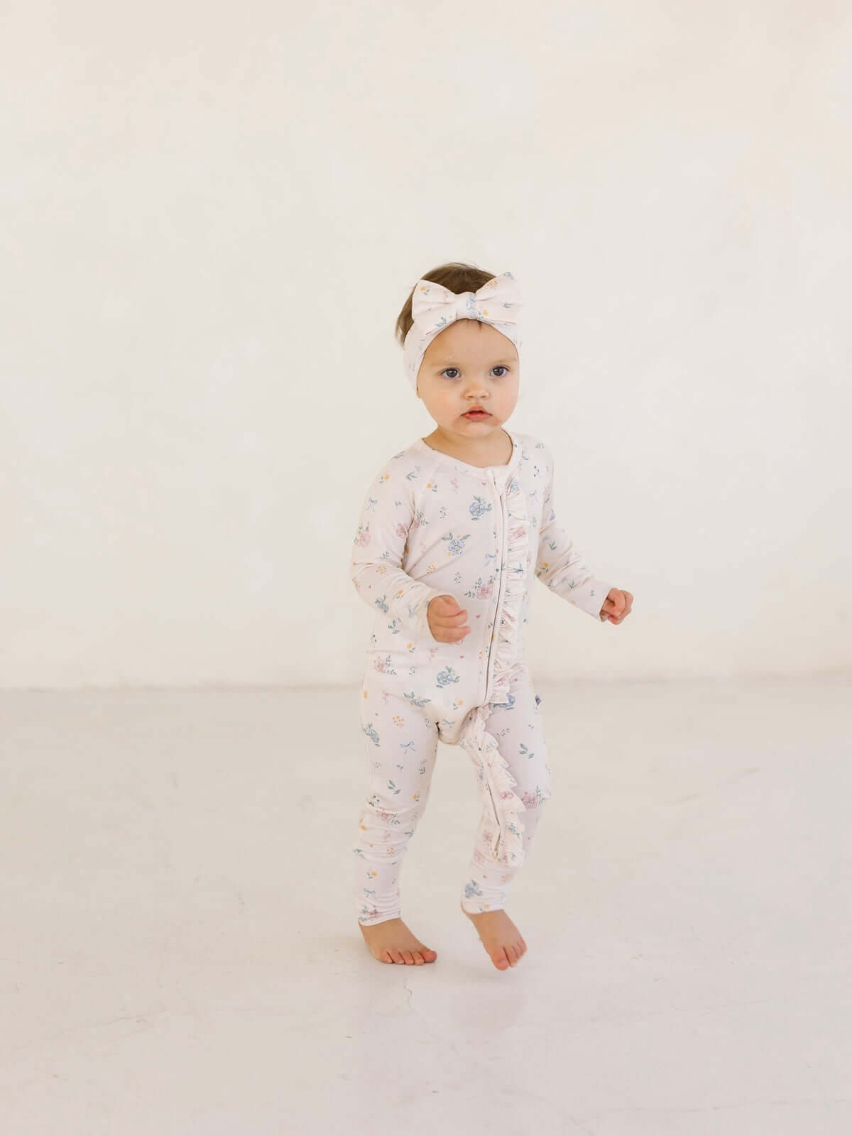 Layne Floral | Bamboo Zip Pajamas | Milk & Baby