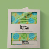 Neon Smiles Dream Swaddle &amp; Beanie | Milk & Baby