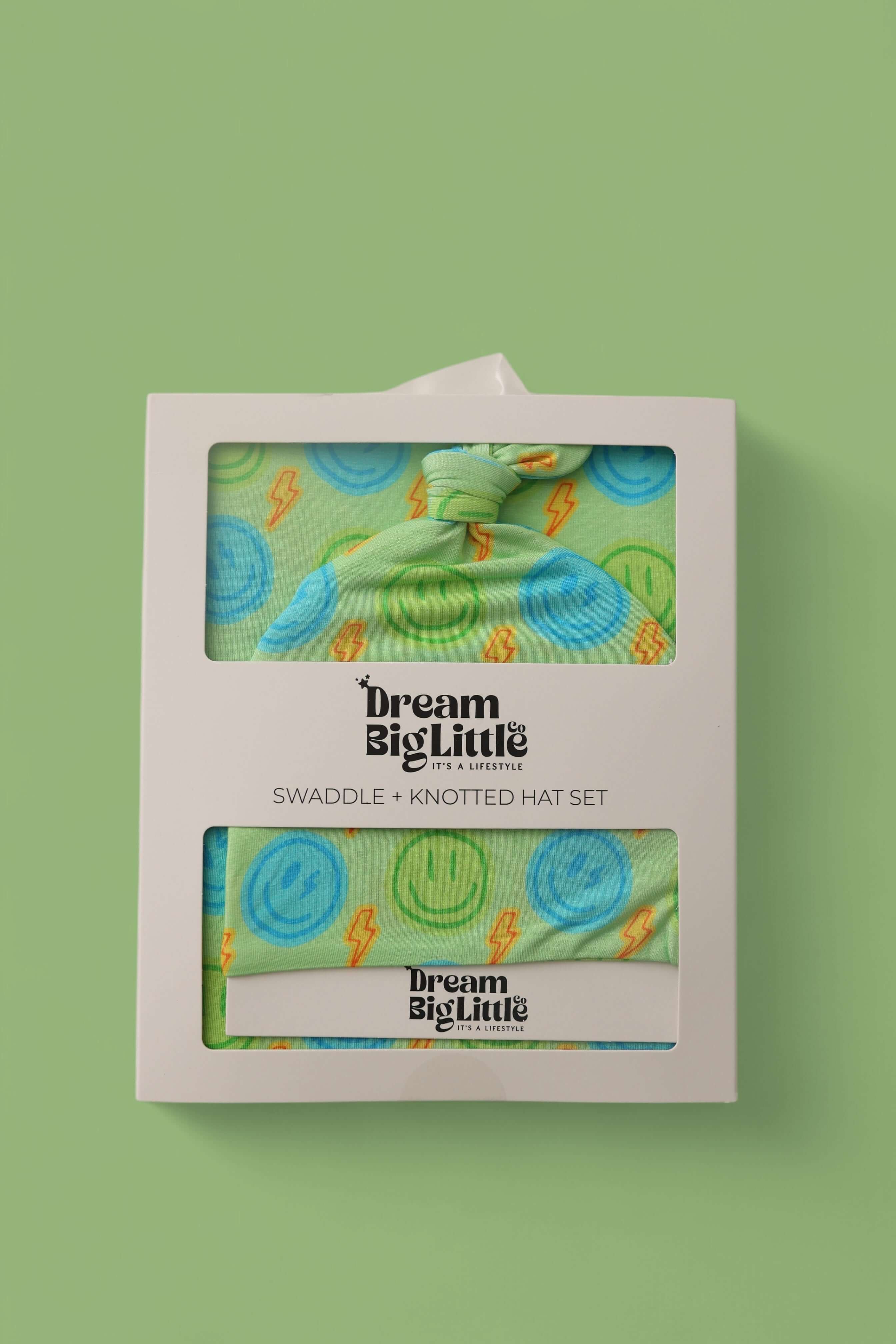 Neon Smiles Dream Swaddle &amp; Beanie | Milk & Baby