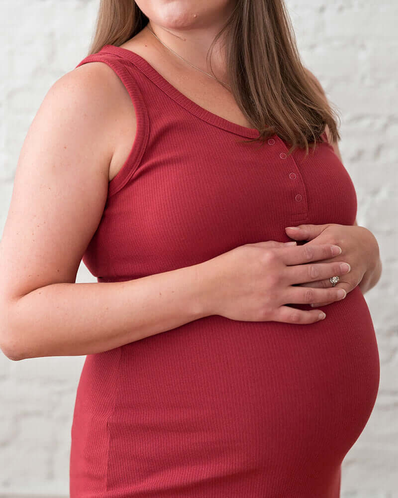 Organic Cotton Ribbed Knit Maternity to Nursing Tank Dress | Milk & Baby