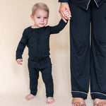 Allie Black Bamboo Convertible Footie | Milk & Baby