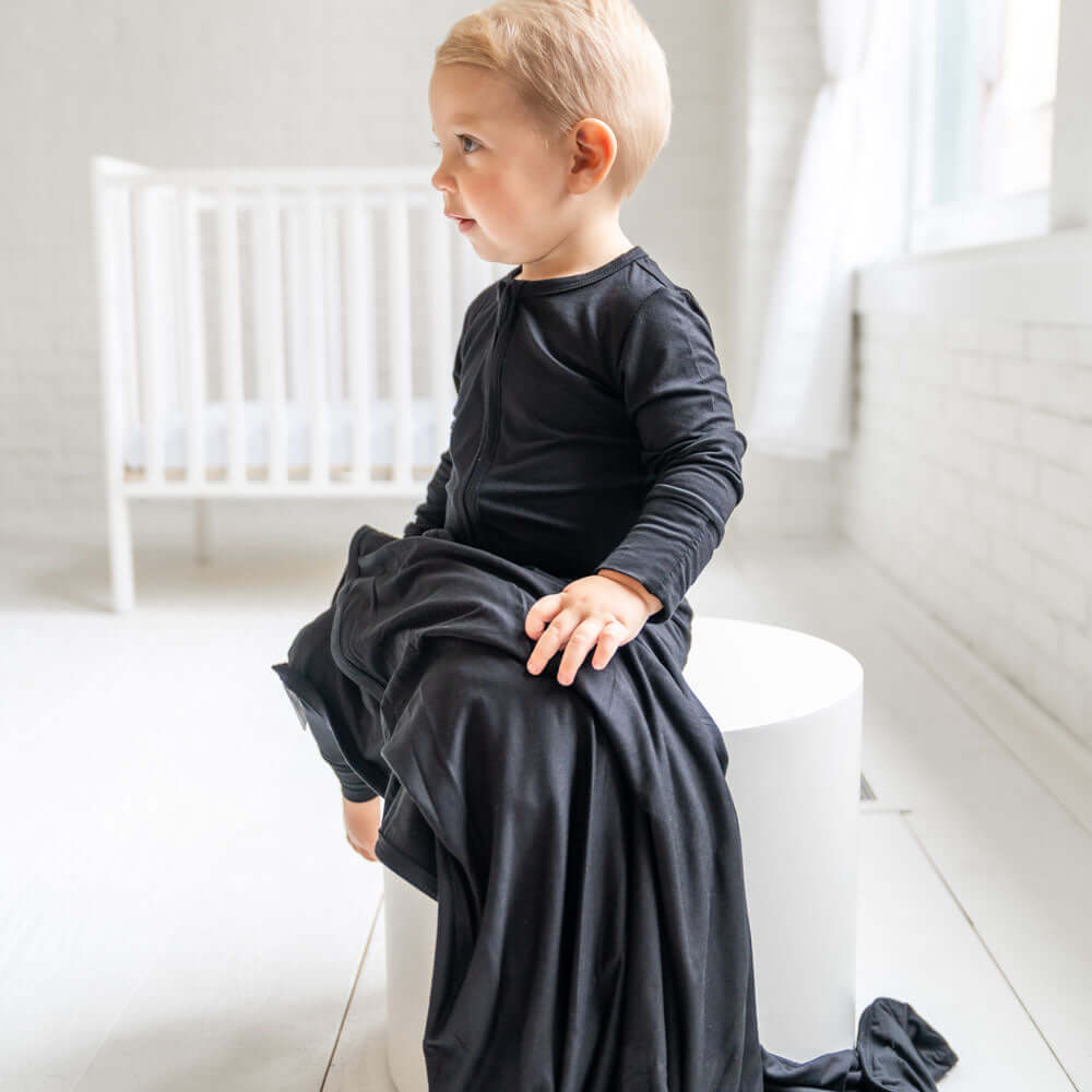 Allie Black Bamboo Convertible Footie | Milk & Baby