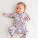 Allie Floral Bamboo Ruffle Convertible Footie | Milk & Baby