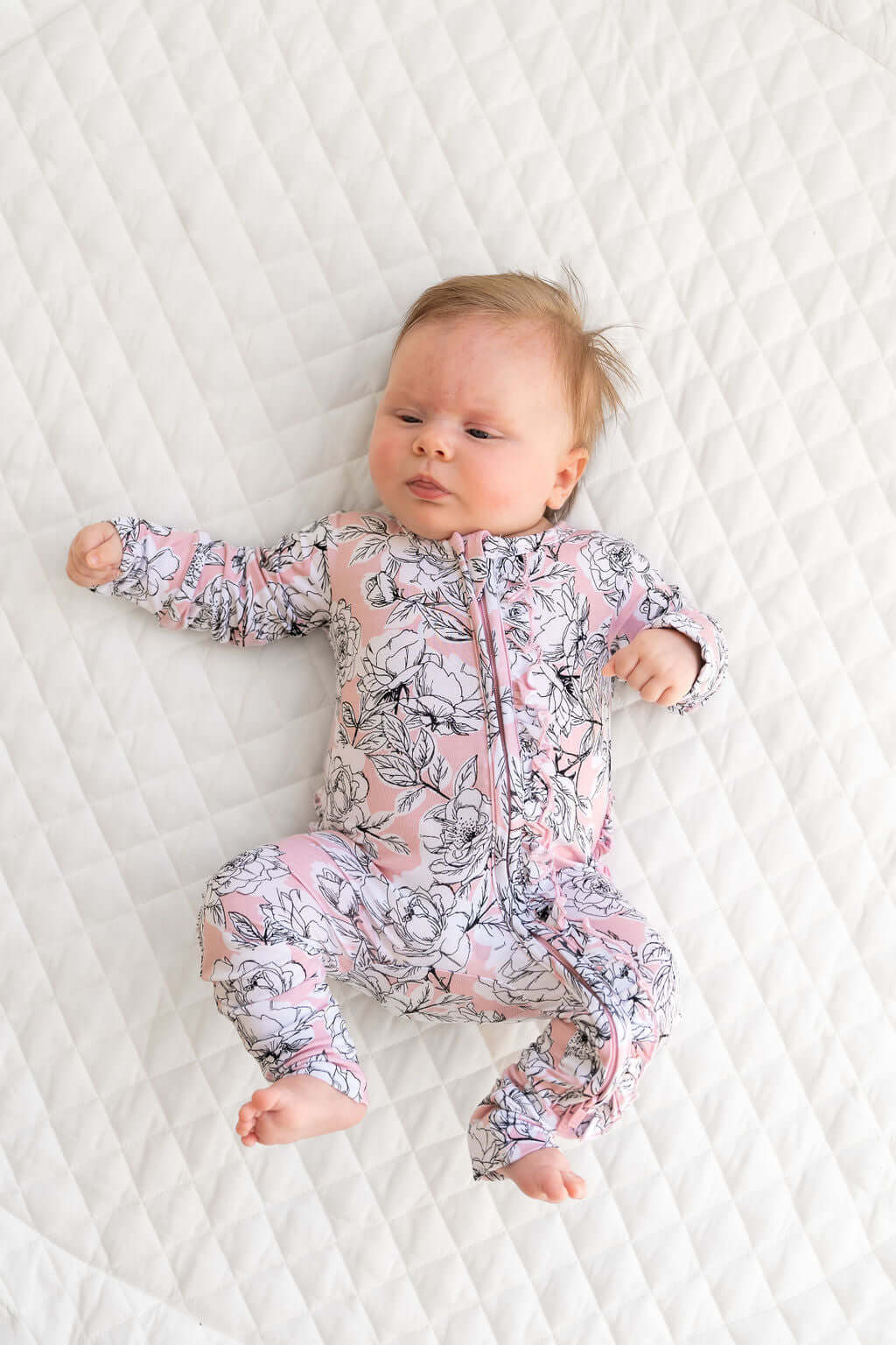 Allie Floral Bamboo Ruffle Convertible Footie | Milk & Baby
