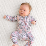 Allie Floral Bamboo Ruffle Convertible Footie | Milk & Baby