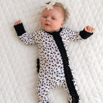 Allie Leopard Bamboo Ruffle Convertible Footie | Milk & Baby